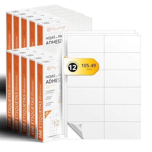 Offre limitée : Feuilles A4 d'Étiquettes Adhésives Blanches, Créez vos Autocollants Personnalisés toute Surface, Papier A4 Adhésif Sécurisé, Étiquette Adhésive à Imprimer - Ofituria (12 par feuille, 1000 feuilles) de 168.90 € à 168.90 € (0.00% de remise)