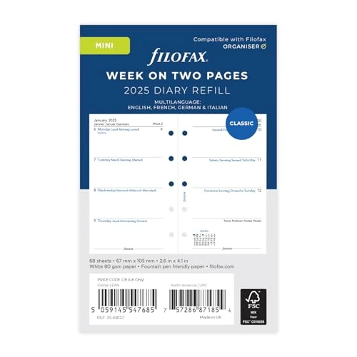 Mini Week on two pages English 2025