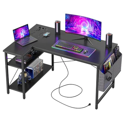 Tijdelijke aanbieding: BEXEVUE Klein Hoekbureau met Stopcontacten - 100x70 cm L-vormig Computerbureau Schrijftafel, Omkeerbare Grote Opbergplanken, Boekenplank Werkstation voor Studie Speel Werk Slaapkamer Thuis Kantoor van 89.99 € naar 89.99 € (0.00% kor