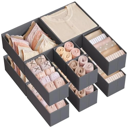 Offerta a tempo: SONGMICS Divisore per Cassetti, Organizzatore per Armadio, Set di 12, Scatole di Stoccaggio Pieghevoli in TNT, per Calze, Biancherie, Reggiseni, Cravatte, Sciarpe, Grigio Ardesia RDZ006G03 - 39% da 31.99 € a 19.47 €