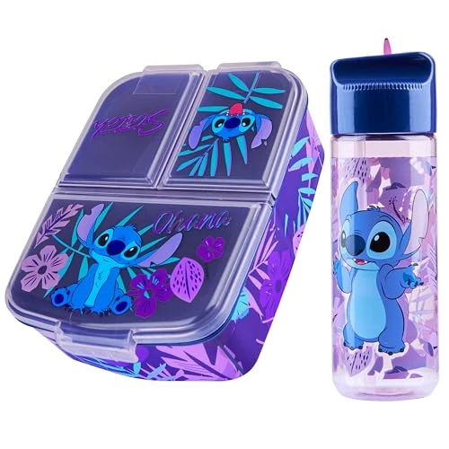 Limited-time offer: Disney Stitch Lunch Box Set for Kids with Multiple Snack Compartments and Water Bottle for School Supplies Day Trips Holiday (Blue/Purple) from 19.83 GBP to 16.69 GBP (save 16%)