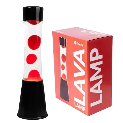 Offerta a tempo: Fisura - Lampada di lava rossa. Base nera, liquido trasparente e lava rossa. Effetto rilassante. Con lampadina di ricambio. 11 cm x 11 cm x 39,5 cm. - 37% da 31.60 € a 19.99 €
