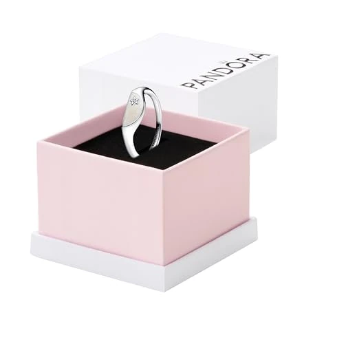 Offerta a tempo: PANDORA ME Anello chevalier in argento Sterling a metà con zirconia cubica trasparente e smalto bianco scintillante, 52 - 40% da 39.00 € a 23.40 €
