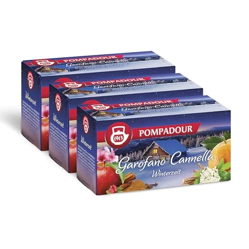 Offerta a tempo: Pompadour, Infuso Garofano e Cannella, 60 Filtri (3 Confezioni da 20 Filtri), Bevanda Intensa ed Avvolgente, Ideale per le Fredde Sere d'Inverno, Senza Lattosio, Glutine e Allergeni, Vegan - 31% da 12.99 € a 8.97 €