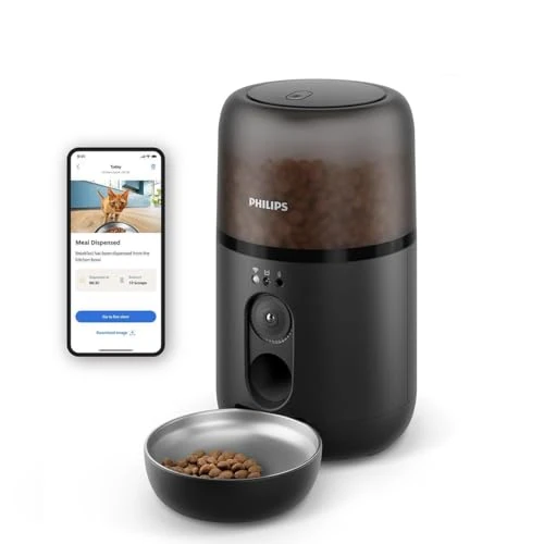 Offerta a tempo: Philips Pet Series Distributore automatico di cibo con videocamera, Rilevazione del movimento, Pianificazione pasti, Avviso di rifornimento, Tecnologia anti-intasamento, Connessione App (PAW5320/02) - 57% da 159.99 € a 69.00 €