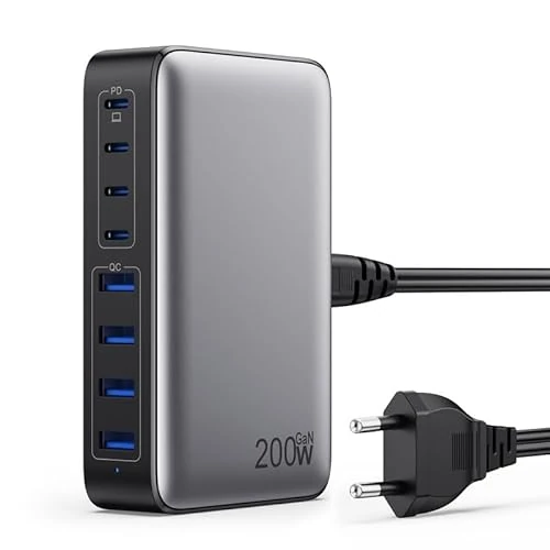 Offerta a tempo: 200W Caricatore USB C Multiplo, GaN III 8-Port 65W Caricabatterie PPS PD QC Alimentatore USB C Multipla Stazione di Ricarica per MacBook Air/Pro Laptop iPhone Samsung SteamDeck - 0% da 33.99 € a 33.99 €