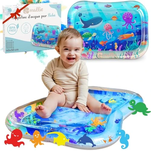 Mallie® Tapis Eau Bebe Eveil | Aquarium Bebe sensoriel, idéal pour Jeux D’eau | Tapis Bébé doux pour motricité & éveil | Tapis D’eau Bébé sécurisé et confortable