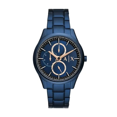 Oferta limitada: Armani Exchange Reloj para Hombre, Movimiento multifunción de Cuarzo y Caja de 42 mm con Correa de Acero Inoxidable, Azul y Tono Oro Rosa de 155.20 € a 104.50 € (ahorro 33%)