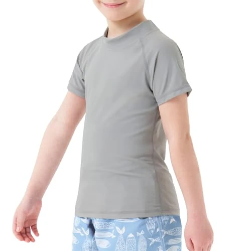 Offerta a tempo: MEETWEE Rash Vest - Costume da Bagno per Bambini, a Maniche Lunghe, UPF 50 + Protezione Solare Rash Guard 5-15 Anni, Grigio - Manica Corta, 10 Anni - 0.00% da 15.76 € a 15.76 €