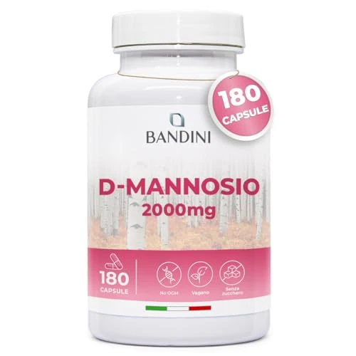 Offerta a tempo: Bandini® D Mannosio per Cistite, 180 Capsule da 2.000mg di D-Mannosio Puro per Dose Giornaliera (Alto Dosaggio) - Integratore per Benessere e Supporto Vie Urinarie, D-Mannose 100% Vegan - 5% da 19.90 € a 18.90 €