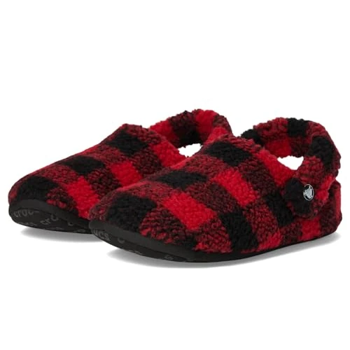 Crocs Unisex Kinder Classic Buff Check Cozzzy Slipper K Hausschuhe, Varsity Red/Black, 38/39 EU