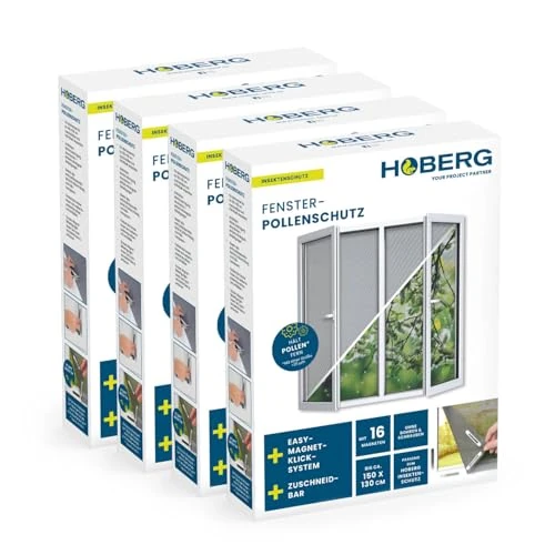 Oferta limitowana: Hoberg Moskitiera okienna z ochroną przed pyłkami, moskitiera z możliwością przycięcia do wymiarów do 150 x 130 cm, łatwy montaż za pomocą 16 silnych magnesów, ochrona przed owadami bez wiercenia, z 237.61 zł na 237.61 zł (oszczędź 0.00