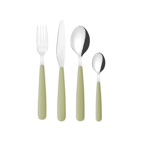 Limited offer: Guzzini - 24 Piece Stainless Steel Cutlery Set, White, "POP" (Seaweed Green) from 59.90 EUR to 48.37 EUR (save 19%)