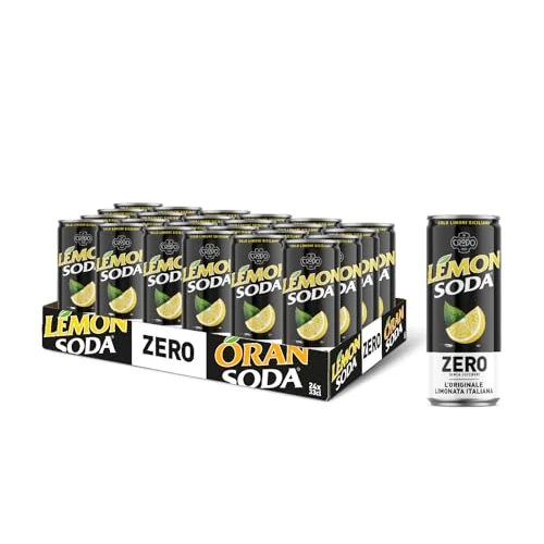 Lemonsoda Zero | Sugar Free Lemon Carbonated Drink 24 Cans of 33 cl The Original Italian Lemonade, Refreshing, with Sicilian Lemon Juice, No Dyes