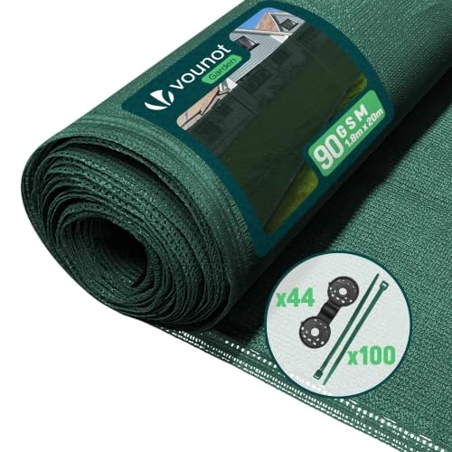 Offerta a tempo: VOUNOT® Rete Ombreggiante 1.8×20m, Telo Frangivista Recinzione Giardino HDPE, Tessuto Ombra Privacy Antistrappo Antivento con Fascette, per Esterno, Serra, Balcone, Giardino, Verde - 53% da 47.99 € a 22.76 €