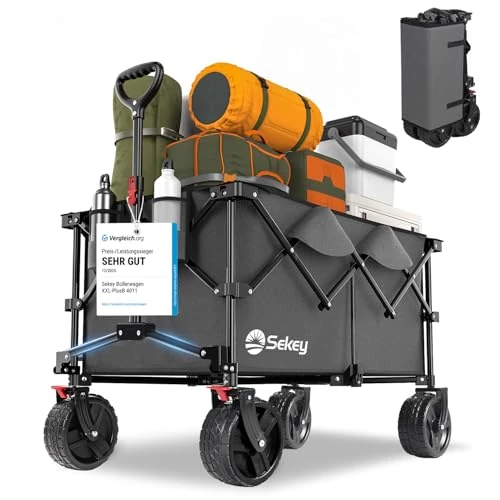 Offerta a tempo: Sekey XXL Plus Carrello Spiaggia con Freni 200L 150KG, Carrello Pieghevole Ruote Grandi Extra Tutti i Terreni, Brevettato Pieghevole da QUATTRO Direzioni SE4011, Antracite - 20% da 109.99 € a 87.45 €