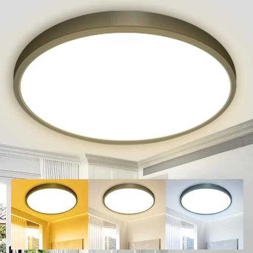 hepside LED Ceiling Light, Kitchen Light 29W 3200LM 3000K/4500K/6000K Selectable, Modern IP44 Bathroom Ceiling Lighting for Bedroom Living Room Diameter 29.5 cm