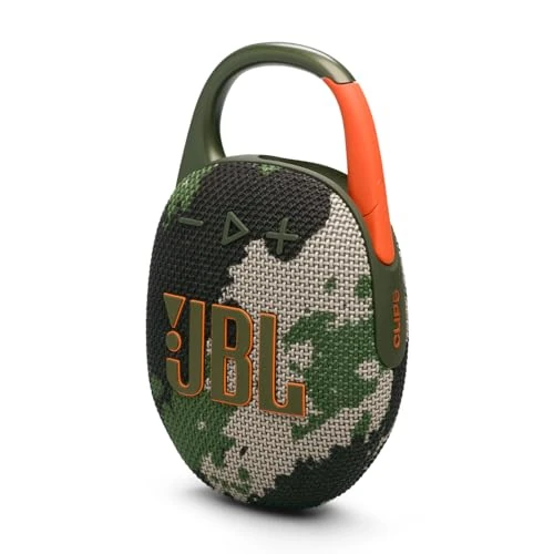 Offerta a tempo: JBL Clip 5 Speaker Bluetooth Portatile, Altoparlante Wireless Compatto, Moschettone Integrato, Waterproof e Resistente alla Polvere IP67, fino a 12 h di Autonomia, App JBL Portable, Mimetico - 13% da 69.99 € a 60.99 €