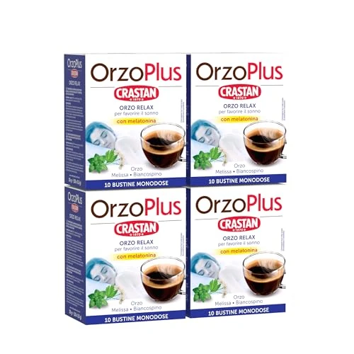 Offerta a tempo: Crastan - Orzo Relax con Melatonina e Biancospino - 4 Astucci da 10 Bustine (40 Bustine) — 40% da 11,00 € a 6,61 €