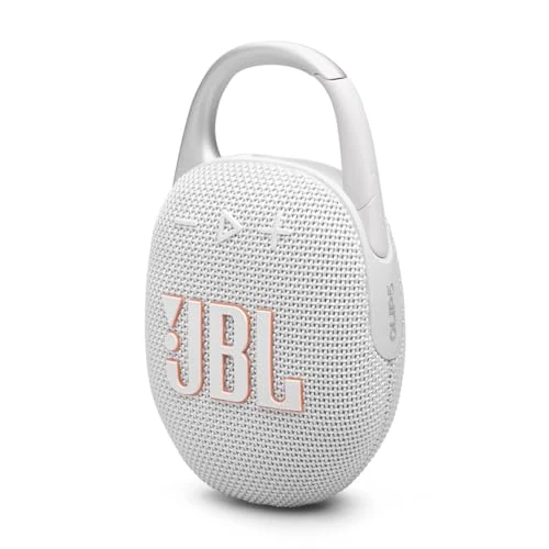 JBL Clip 5, Enceinte Bluetooth ultra-portable, mousqueton intégré, son JBL Pro, basses percutantes, 12 heures d'autonomie, fonction Playtime Boost, résistante à l'eau et à la poussière IP67, en gris