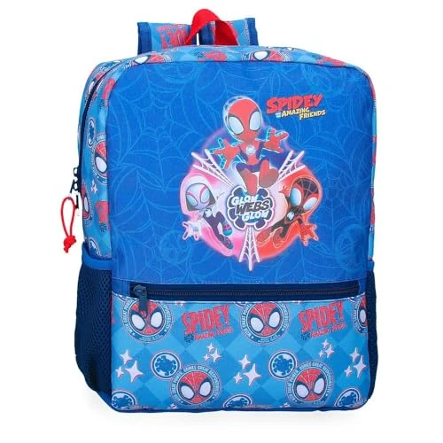 Marvel Disney Spidey Power of 3 Children's Backpack, School Backpack, Wide Straps, Ergonomic and Padded, Various Pockets by Joumma Bags, blue, 27 cm x 33 cm x 11 cm, Backpack 33