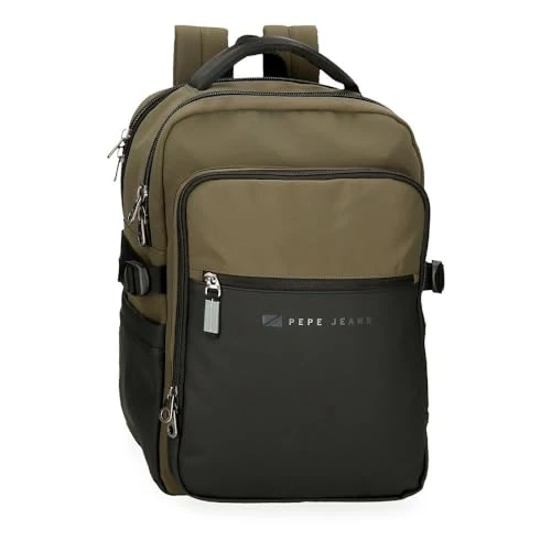 Pepe Jeans Jarvis Mochila para Portátil 15,6" Verde 28x40x16 cms Piel Sintética y Poliéster 17,92L by Joumma Bags