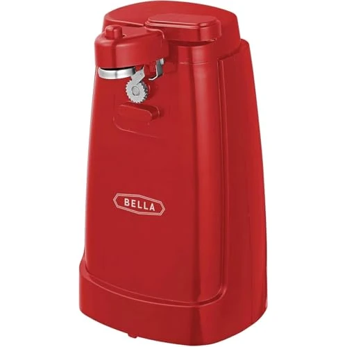 BELLA Electric Can Opener, Automatic Can Opener, Knife Sharpener and Bottle Opener, Easy Safe Removable Cutting Lever, Cord Storage, Easy Clean-Up,