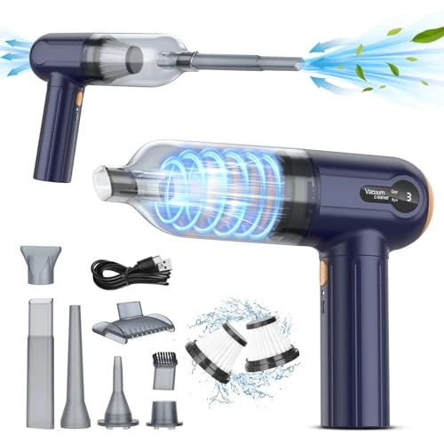 Bezprzewodowy Odkurzacz Ręczny, 15000PA Odkurzacz Samochodowy, Mini Odkurzacz Ręczny 3 W 1, Wyświetlacz LED, Przenośny Ładowanie USB, Do Samochodu, Domu, Biura, Dywanów, Czyszczenia Sierści Zwierząt