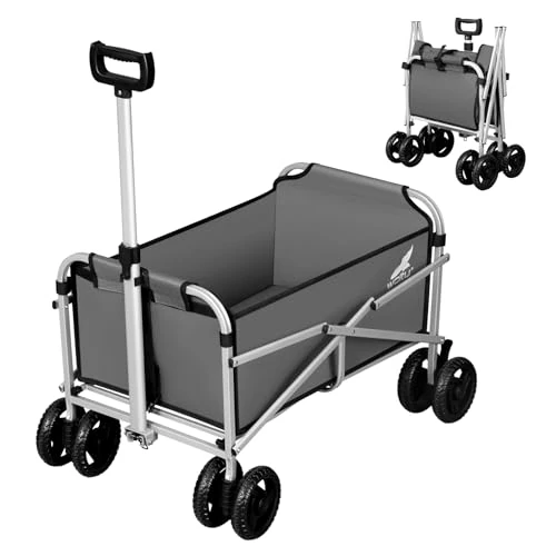 Oferta limitada: WOLTU Carro Transporte Plegable, Carrito Playa con Asa Retractil, Carrito Transporte para Camping, Compras y Fiestas, Carro Jardín para Todo Tipo de Terreno, Tela Oxford+Metal, Gris Oscuro de 45.99 € a 36.79 € (ahorro 20%)