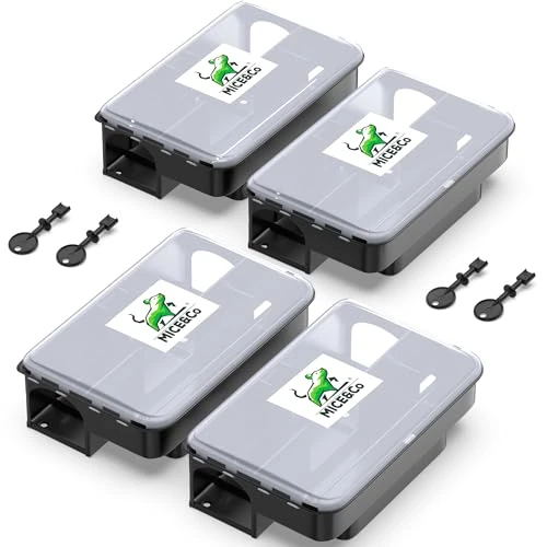 Offerta a tempo: Mice&Co 4X Trappole per Ratti e Topi Professionali e Efficaci – Scatola per Esche Topicida con Coperchio Trasparente – Stazione di Esca Sicura per Bambini e Animali – Interno/Esterno - 10% da 29.99 € a 26.99 €