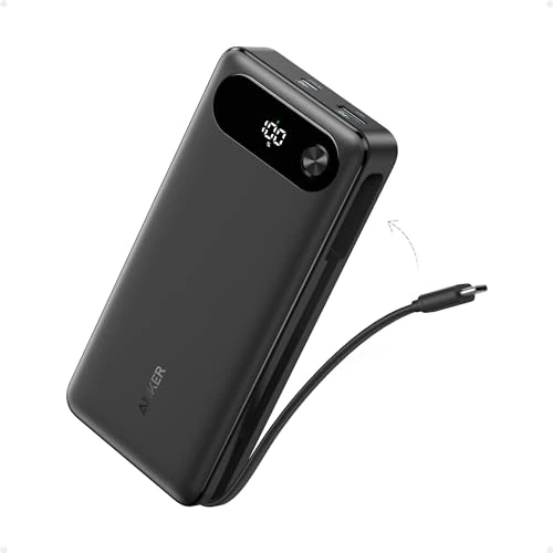 Offre limitee: Anker Batterie Externe 20000 mAh 87W Max avec câble USB-C intégré, Power Bank Charge Rapide Chargeur Portable, USB C Input & Output, pour MacBook, iPhone 17 Pro max/16, Samsung et Autres de 49.99 EUR a 34.99 EUR (economie 30%)