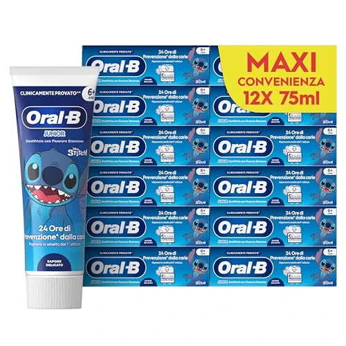 Offerta a tempo: Oral-B Dentifricio Pro Junior 12x75ml, Dentifricio per Bambini dai 6 Anni in su, Formato Convenienza Denti Forti, Prevenzione Carie, Sapore Delicato, Pulizia Denti Efficace - 0.00% da 12.93 € a 12.93 €
