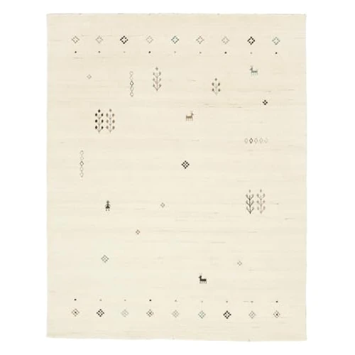 RugVista Gabbeh Giza, Alfombra Gabbeh, Pelo Corto, 200 x 300 cm, Rectangular, Calidad cert. Care & Fair, Lana, Pasillo, Dormitorio, Cocina, Salón, Comedor, Despacho, Blanco Roto
