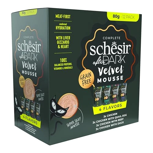 Tijdelijke aanbieding: Schesir After Dark, Variety Pack in Mousse, natvoer voor katten, Bustine, 12 x 80 g van 53.10 € naar 53.10 € (0.00% korting)