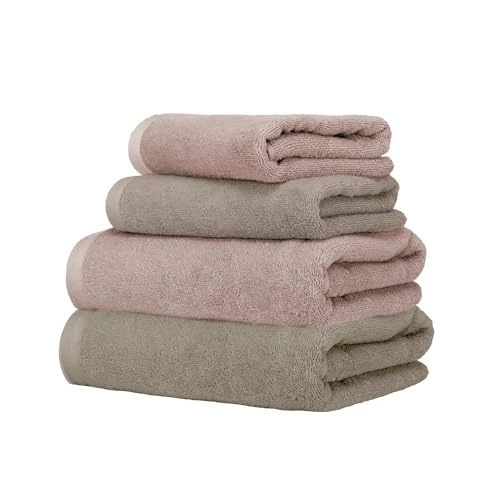 Offerta a tempo: Ruggeri - Set Asciugamani 2 + 2 | Viso + Ospite | 100% Cotone Extra Morbido 500 gr - Let's Color! (Rosa e Tortora) - 8% da 24.90 € a 22.92 €
