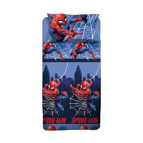 Bettwäsche-Set für französisches Bett, Disney, Bettlaken, Spannbettlaken, Kissenbezug, Blau, 100% Baumwolle, offizielles Produkt