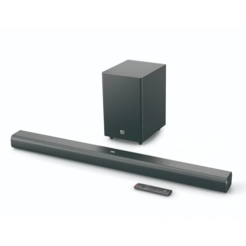 JBL Cinema SB 550, Barre de son 3.1 canaux avec caisson de basses sans fil, connexion HDMI ARC, Dolby Audio, musique sans fil en streaming, Bluetooth intégré, design compact, 250 W, en noir