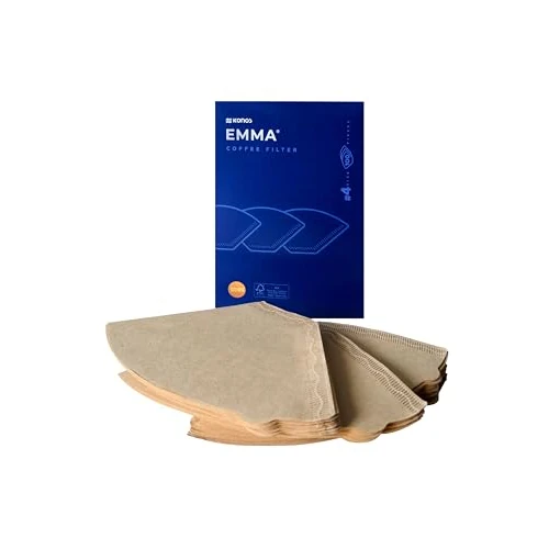 Carte Dozio - Filtro de papel EMMA by Konos para café, sin blanquear, natural, forma de cono para café americano, para hasta 4 tazas, paquete de 100 unidades