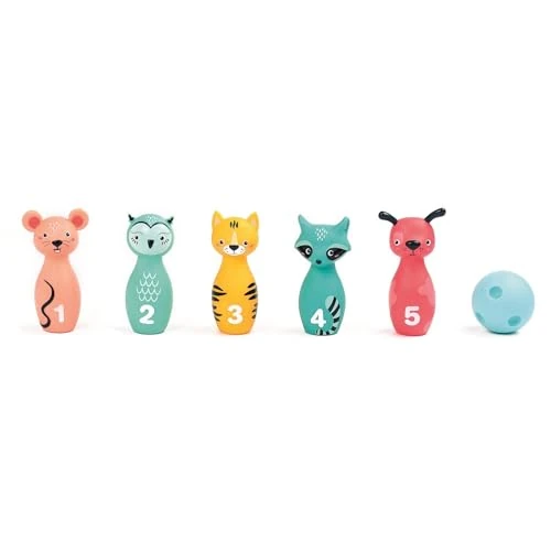 Offre limitée : Ludi - Jeu de Quilles Souples pour Bébé - Dès 10 Mois - 5 Quilles Animaux Faciles à Prendre en Main + Balle Ergonomique - Dextérité, Vise et Coordination - Silencieux et Léger - 100% PVC, Lavable de 19.99 € à 19.99 € (0.00% de remise)