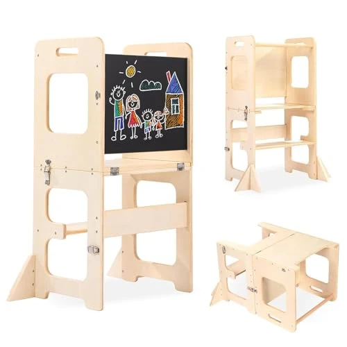 Offerta a tempo: Labebe Montessori Torre per bambini, 3 in 1 pieghevole Torre didattica — 13% da 79,99 € a 69,29 €