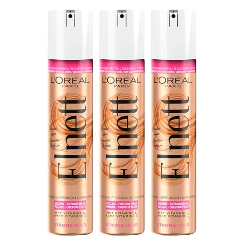 Offerta a tempo: L'Oréal Paris Elnett Satin Lacca Spray per Capelli Fissaggio Forte Volume Formula Volumizzante con Agente Texturizzante e Profumo di Rosa in Fiore - 3 Flaconi da 200ml - 8% da 33.27 € a 30.59 €