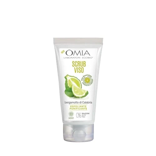 Omia peeling do twarzy peeling do twarzy z olejkiem eterycznym z kalabrii z bergamotką, odpowiedni do wygładzania skóry i zmniejszania wielkości widocznych porów, certyfikat Cosmos Organic, 75 ml