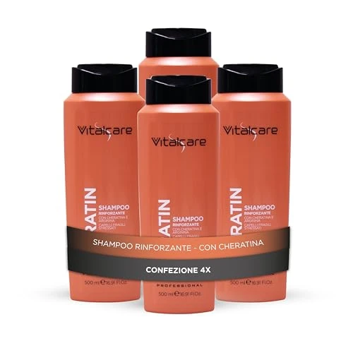 Zeitlich begrenztes Angebot: Vitalcare | Keratin stärkendes Shampoo, reinigt sanft sprödes und strapaziertes Haar, mit Keratin und Arginin, 4 x 500 ml von 24.44 € auf 24.44 € (0.00% Rabatt)