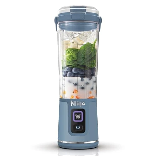 Offerta a tempo: Ninja Blast Frullatore Portatile, 530 ml, con Coperchio e Beccuccio, Mini Frullatore Senza Fili, Ricaricabile, per Frullati, Trita Ghiaccio e Frutta Congelata, Blu Denim, BC151EUNV — 33% da 59,99 € a 39,99 €