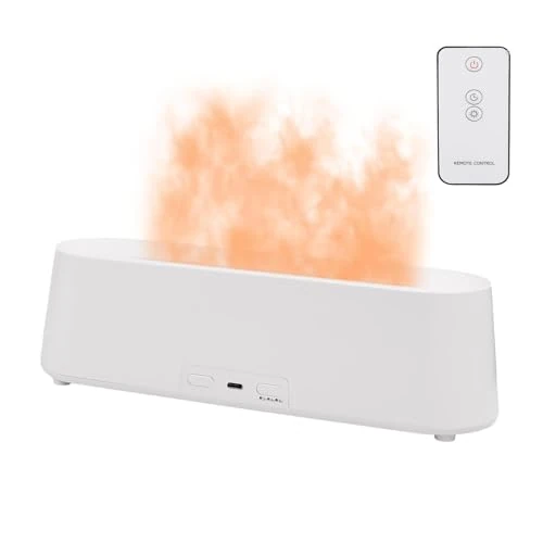 Dyfuzor do aromaterapii, 300 ml, 7-kolorowy nawilżacz powietrza, dyfuzor olejków eterycznych z pilotem zdalnego sterowania, 4 timery, ultradźwiękowy nawilżacz, bezwodny automatyczny wyłącznik (biały)