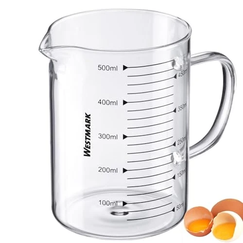 Offerta a tempo: Westmark Brocca dosatrice in vetro - Ideale per ingredienti per dolci e cottura, adatta a microonde, resistente alle temperature, manico ergonomico – 0,5 litri - 0.00% da 10.99 € a 10.99 €