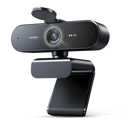 Offerta a tempo: Webcam NOVA 4K, Webcam 4K con 2 Microfoni con presa d'aria, Camera Ultra HD con Visuale e Copertura dell'oggetto a 73°, Correzione Automatica della Luce PDAF, Web Cam per Mac, Laptop, Zoom, Skype - 28% da 49.99 € a 36.09 €