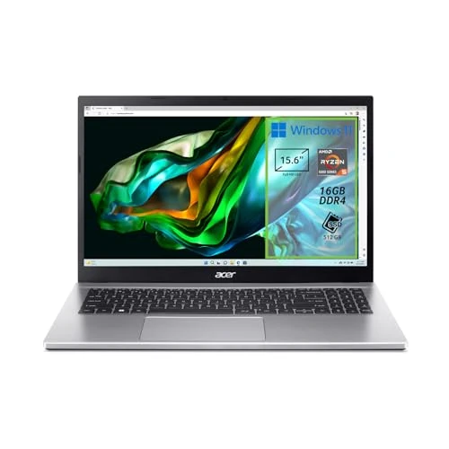 acer Aspire 3 15 A315-44P-R4AP, notebook, procesor AMD Ryzen 5 5500U, pamięć RAM: 16 GB DDR4, 512 GB PCIe NVMe SSD, wyświetlacz 15,6" FHD LCD, karta graficzna AMD Radeon, Windows 11 Home, srebrny