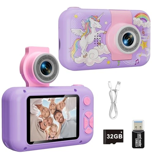 ARNSSIEN Kindercamera voor Peuters 3-12 jaar,Zelfiecamera met Video-opname,Kerst/Verjaardagscadeau met 32 GB TF-kaart,X101H