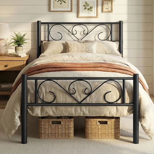 Limited-time offer: VASAGLE RMB062B01 Single Metal Bed Frame 90 x 200 cm with Metal Bed Base, Easy Assembly, for Small Spaces, Guest Room, Teen Room, Ink Black from 61.99 £ to 43.99 £ (save 29.04%)